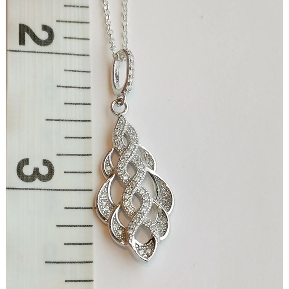 New sterling silver cz intertwined pendant necklace - Picture 5 of 8